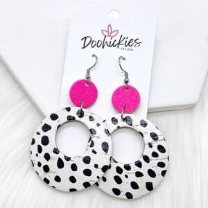 Pink and White Polka Dot Earrings